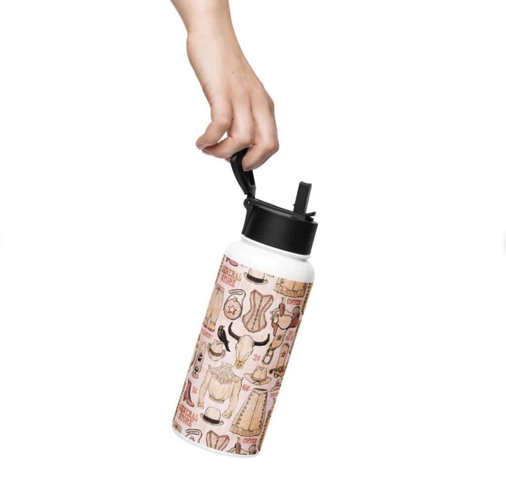 Old West General Store water bottle.